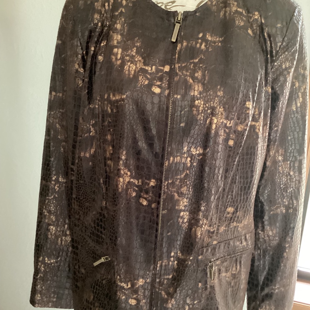 ELEMENTZ Dark Chocolate Brown Metallic Full Zipper Jacket - Picture 6 of 8